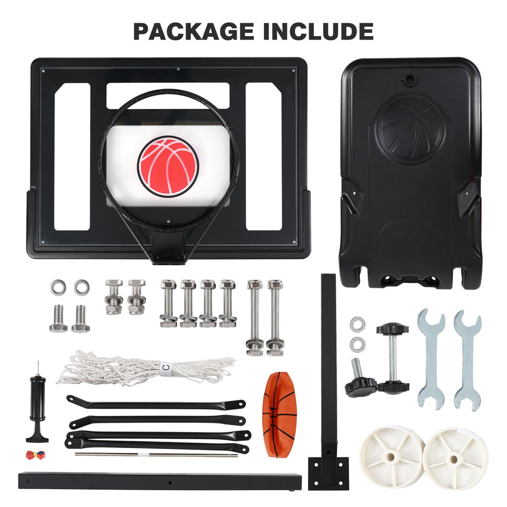 Danrelax 3.1-4.1FT Adjustable Pool Basketball Hoop, 32"x23" Backboard, Portable, Black