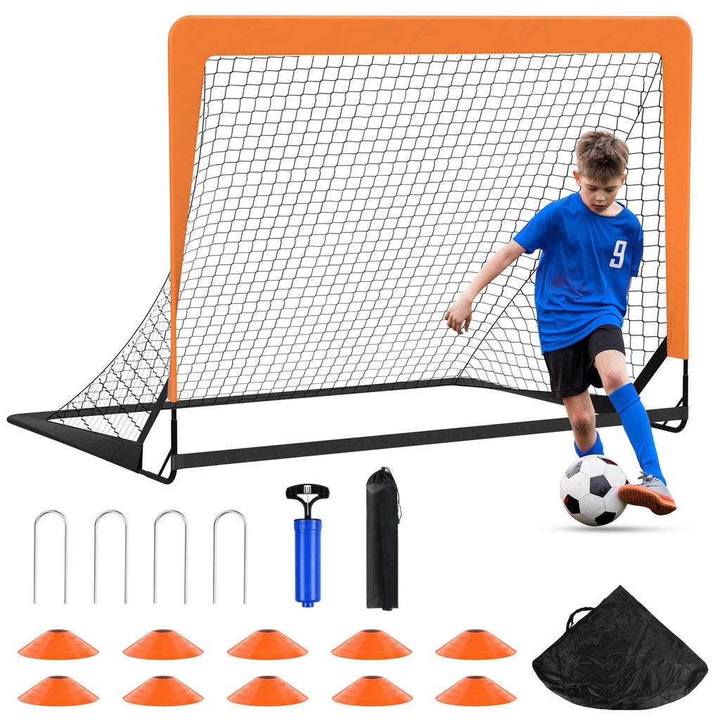 4 x 3FT Kid Soccer Goals for Backyard, Portable Pop Up Soccer Goal Training Equipment with Soccer Ball and 10 Cones,Indoor and Outdoor Soccer Nets for Kids Youth Toddler Sports Games