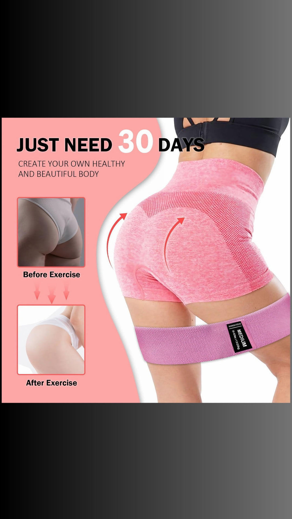 AR Ticktrove Fabric Resistance Bands for Legs and Butt Home Workout - Non Slip Booty Bands Set