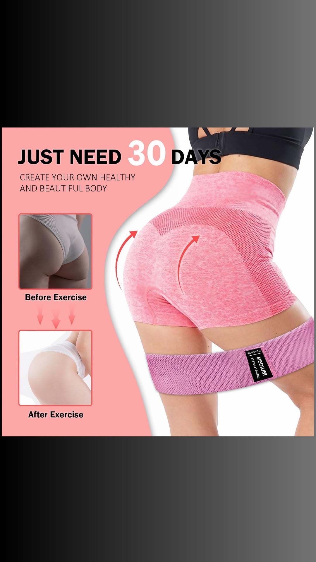 AR Ticktrove Fabric Resistance Bands for Legs and Butt Home Workout - Non Slip Booty Bands Set