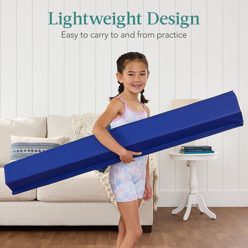 Best Choice Products 8ft Folding Floor Balance Beam 2-Panel for Gymnastics Practice, Exercise  Royal Blue