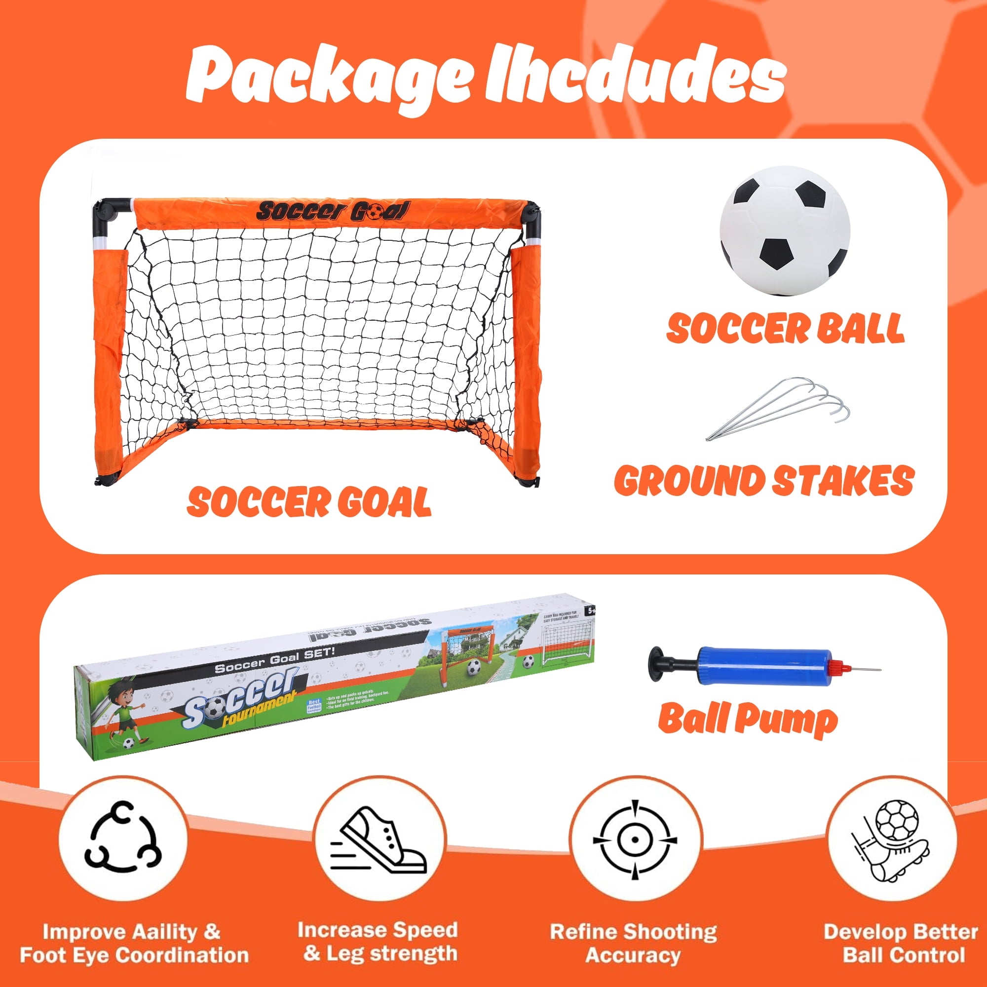 Soccer Goal for Kids, Soccer Nets for Kids Ages 4 8, Portable Soccer Goal Training Equipment, Perfect Indoor Outdoor Sport Game
