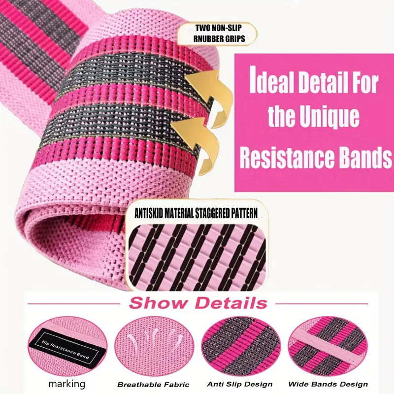 AR Ticktrove Fabric Resistance Bands for Legs and Butt Home Workout - Non Slip Booty Bands Set