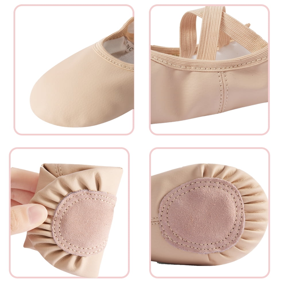 Missfiona Girl Ballet Dance Shoes Soft Leather Ballet Slippers for Toddler/Little Kid/Big Kid(2,Little Girl)