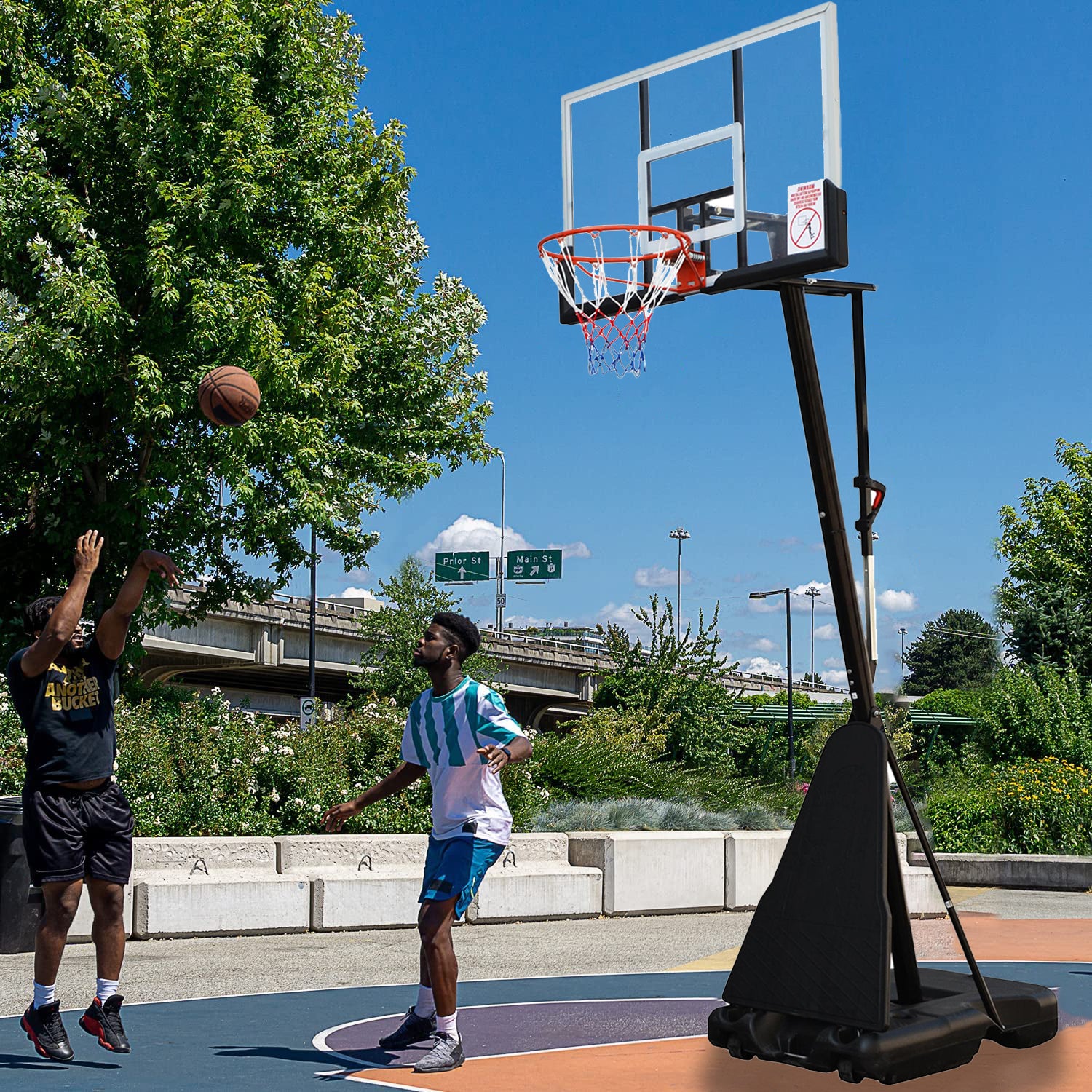 Vebreda 54 in. Portable Basketball Hoop System, 7.5 - 10 ft. Height Adjustable