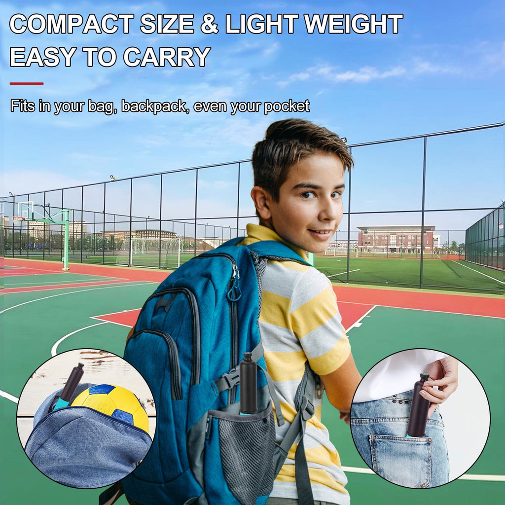 Fenxyo Ball Pump with Needle Storage(Never Lose Pin) Basketball Pump with 5 Needles and Extendable Cable, Soccer Football Pumps Rugby Ball Inflator - Great for All Balls