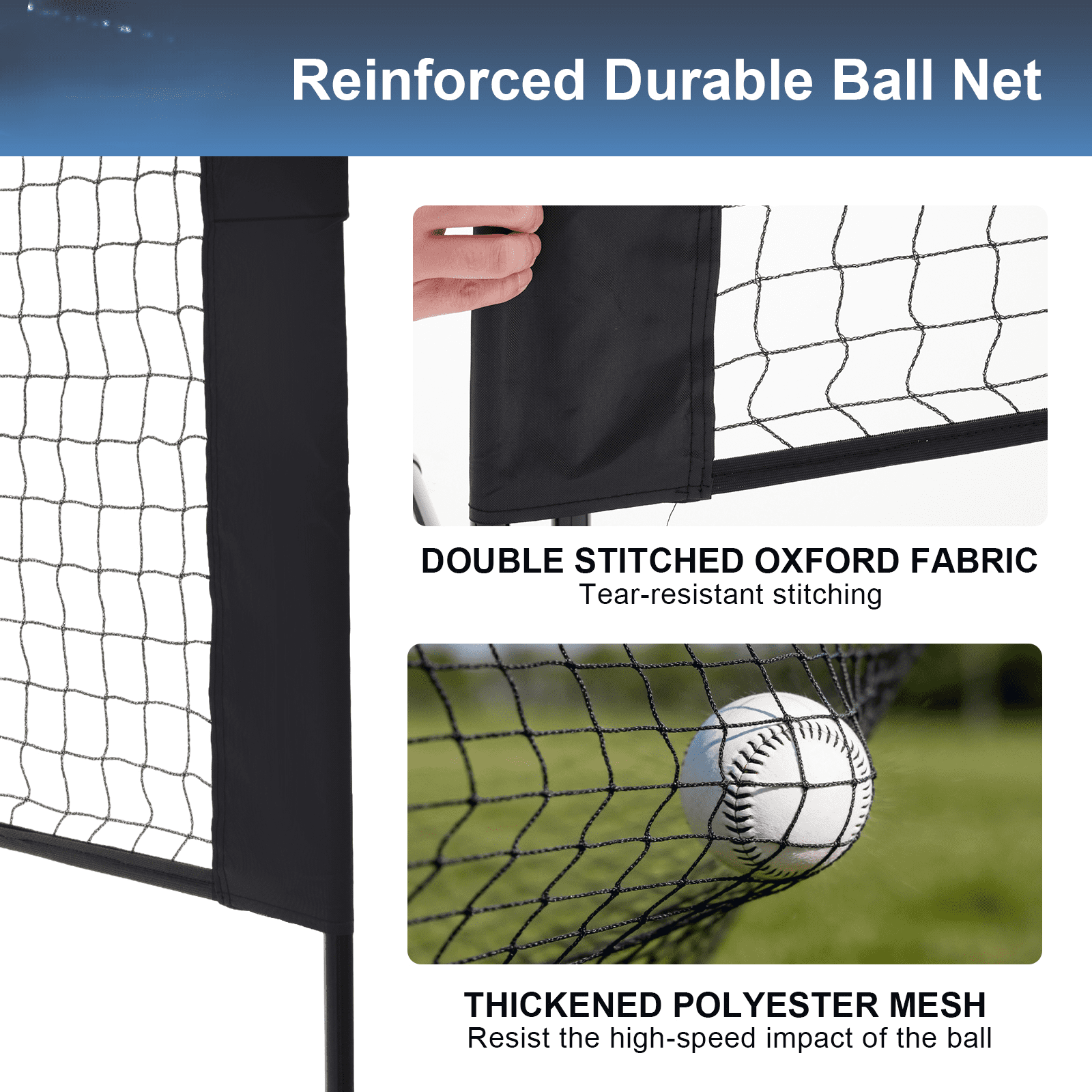 SHOUFTW Nylon Height Adjustable Volleyball Net, Badminton Net with Carry Bag, Volleyball Net for Pool, Backyard Game Indoor Outdoor Use, Blue-black