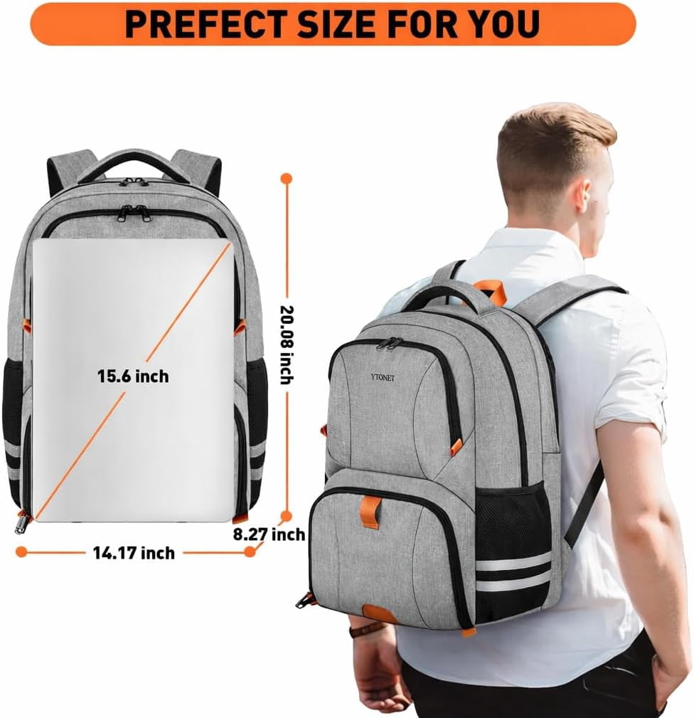 Ytonet Travel Backpack for Men & Women, Water-Resistant Sports Backpack with Shoe Compartment, Fits 15.6-inch Laptop – Ideal for Workouts, Camping, Hiking, Gray
