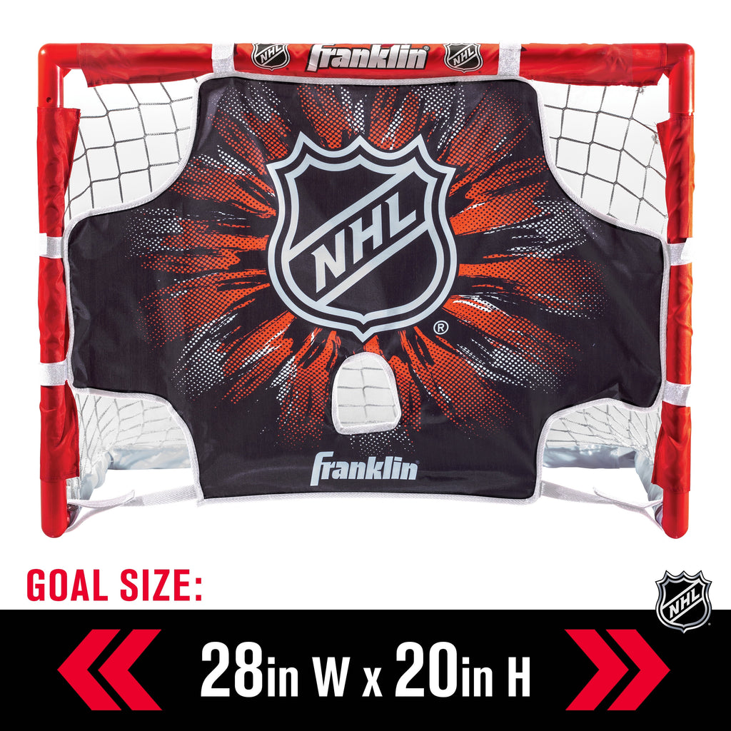Franklin Sports Knee Hockey Goal Set - Mini Hockey Stick Set - Automatic Ball Passer, Goal & Target Set
