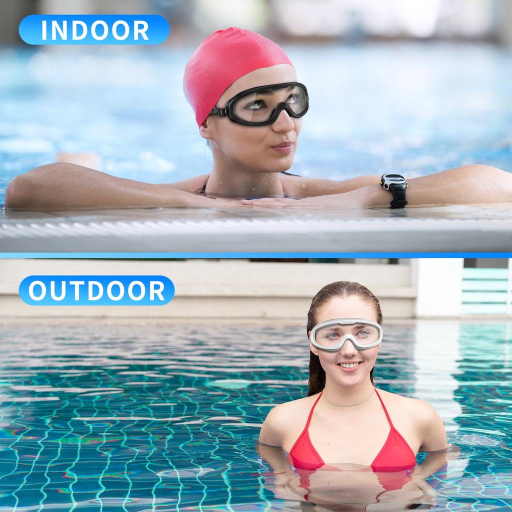 GPED Swim Goggles, 2 Pack Anti-Fog Waterproof Anti-UV Clear Vision Silicone Swimming Goggles for Adult Women Men