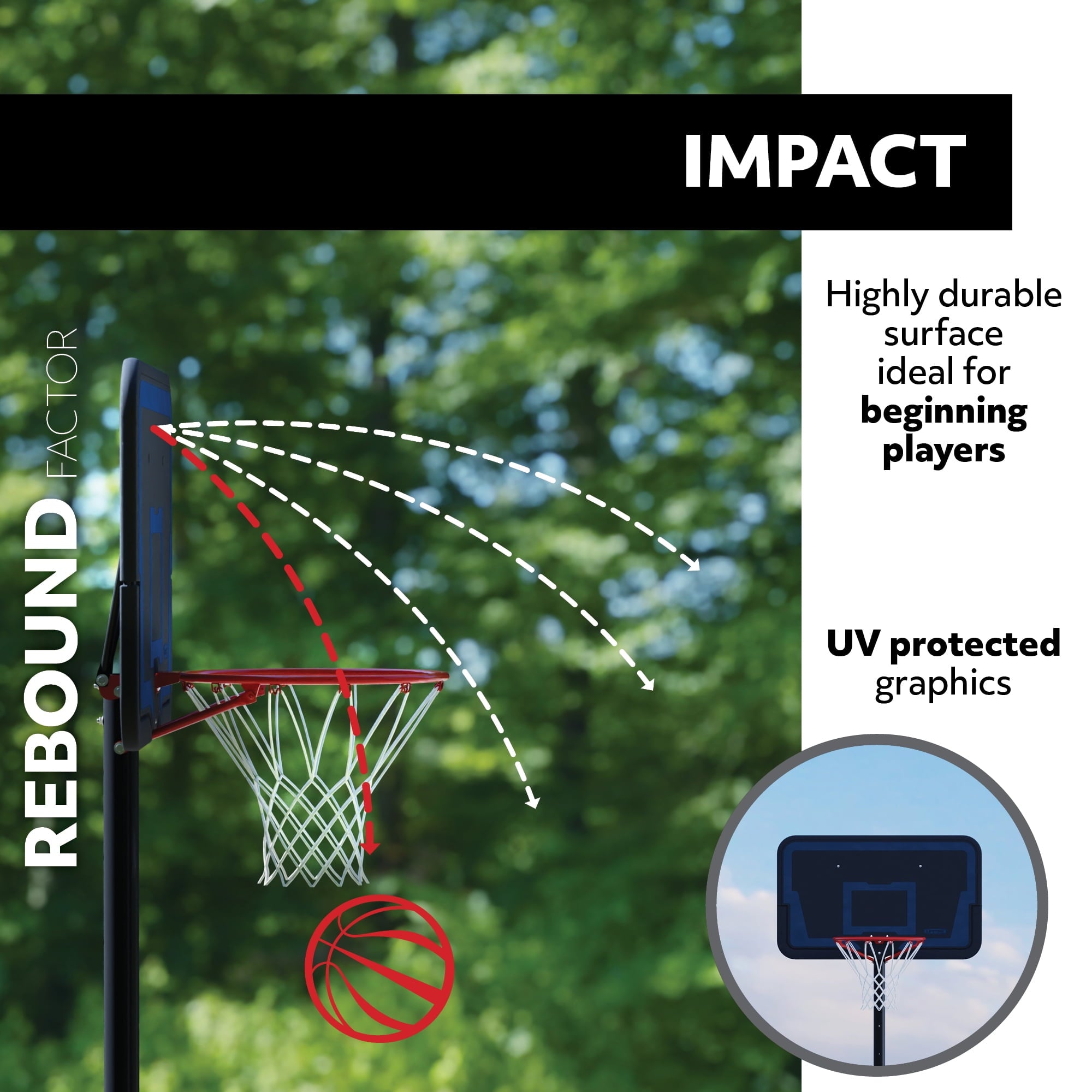 Lifetime 32-Inch Youth Impact Portable Basketball Hoop with Telescoping Adjustment & Youth Rim - Model 90269-Outdoor Play