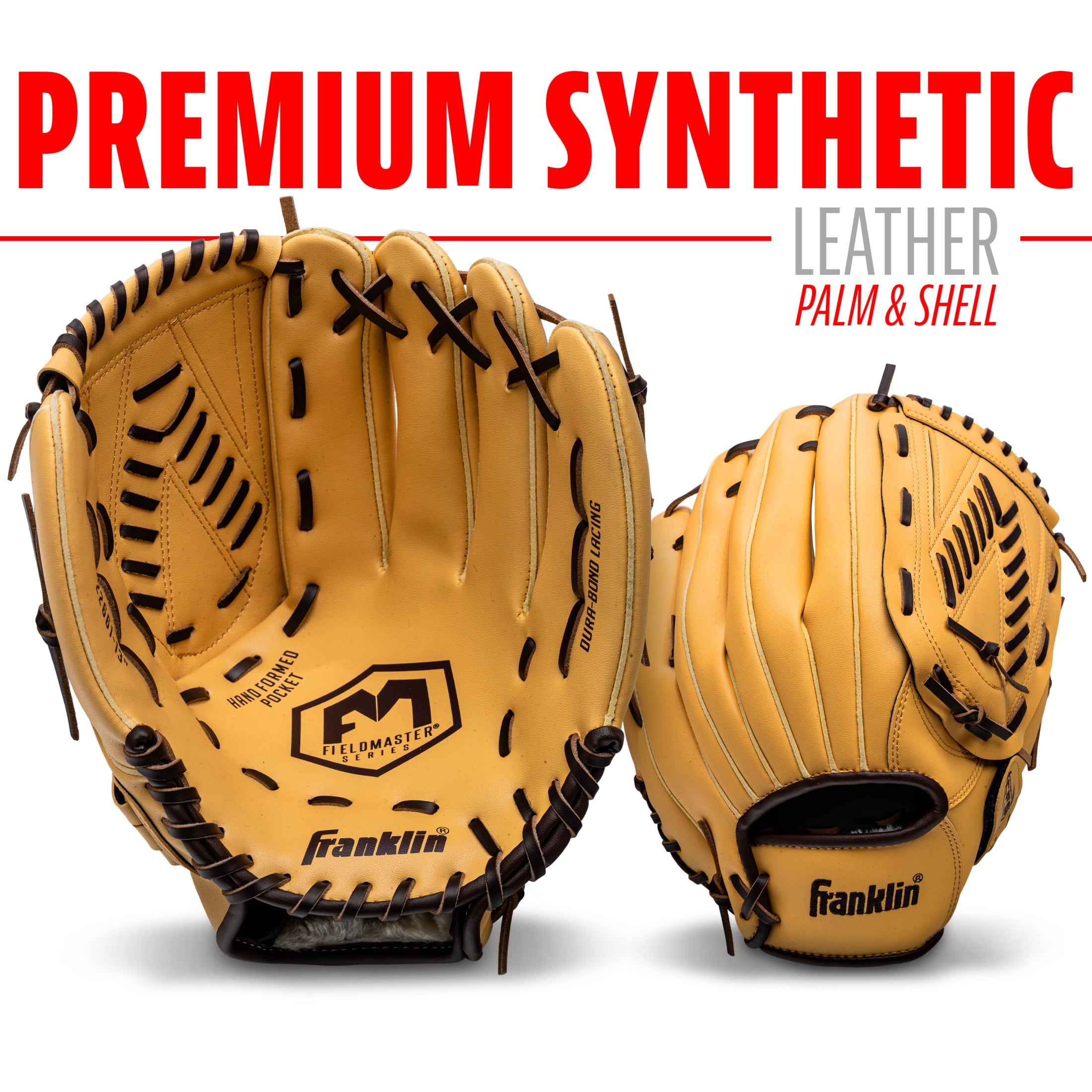 Franklin Sports Field Master Baseball + Softball Glove - Adult + Youth Mitt - 13" Righty