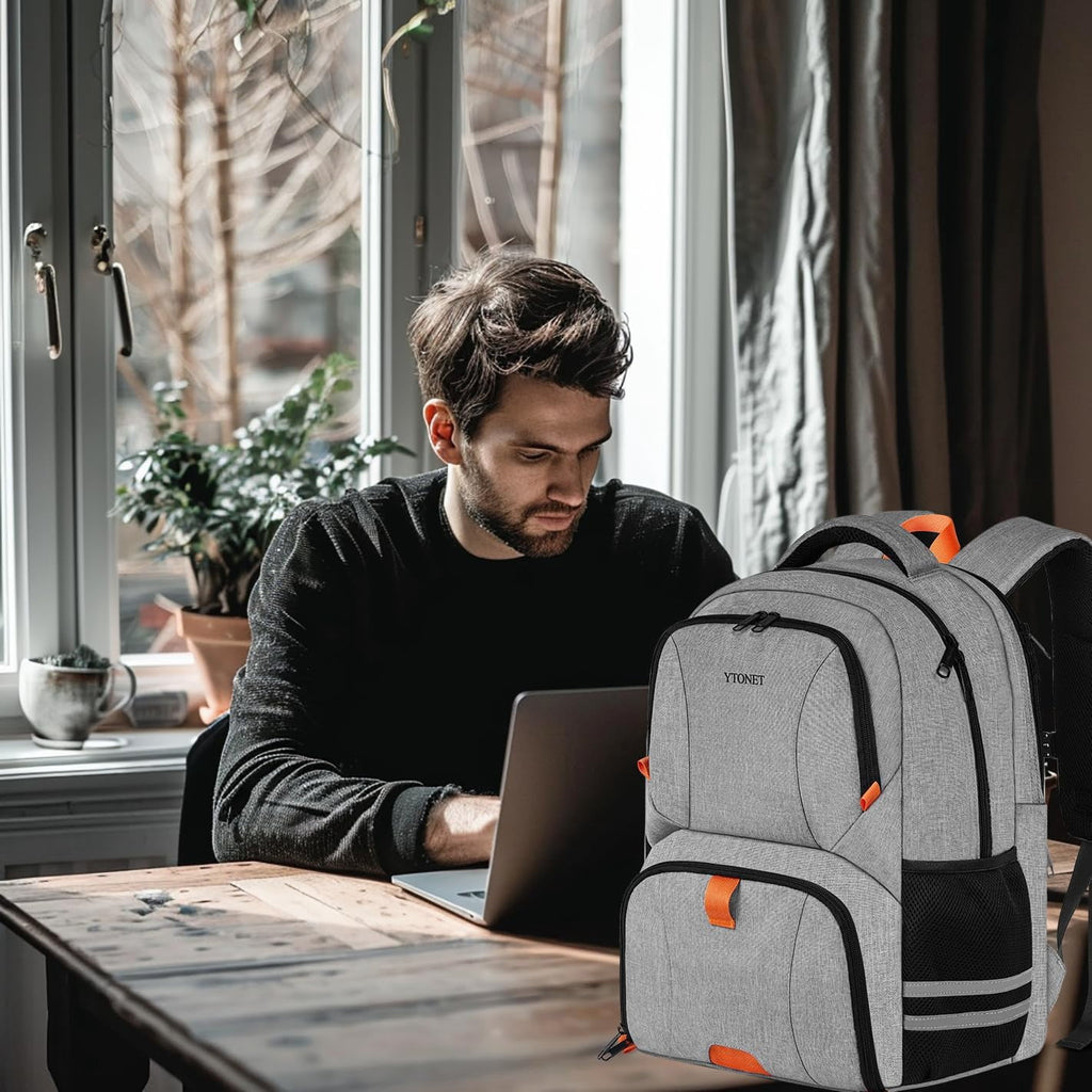 Ytonet Travel Backpack for Men & Women, Water-Resistant Sports Backpack with Shoe Compartment, Fits 15.6-inch Laptop – Ideal for Workouts, Camping, Hiking, Gray