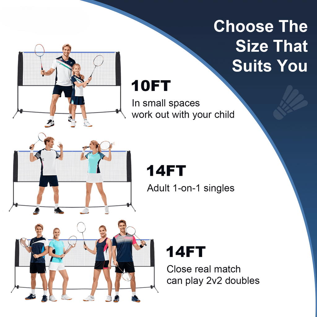 SHOUFTW Nylon Height Adjustable Volleyball Net, Badminton Net with Carry Bag, Volleyball Net for Pool, Backyard Game Indoor Outdoor Use, Blue-black