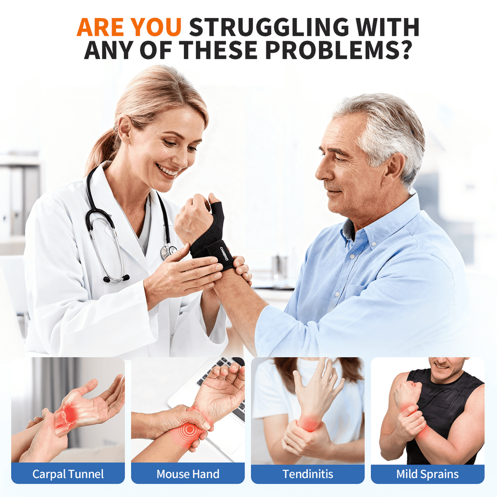 CAMBIVO Wrist Brace, Stabilizing Adjustable Wrist Support, All-day Wear One Size Fits Most Black 2 Pack