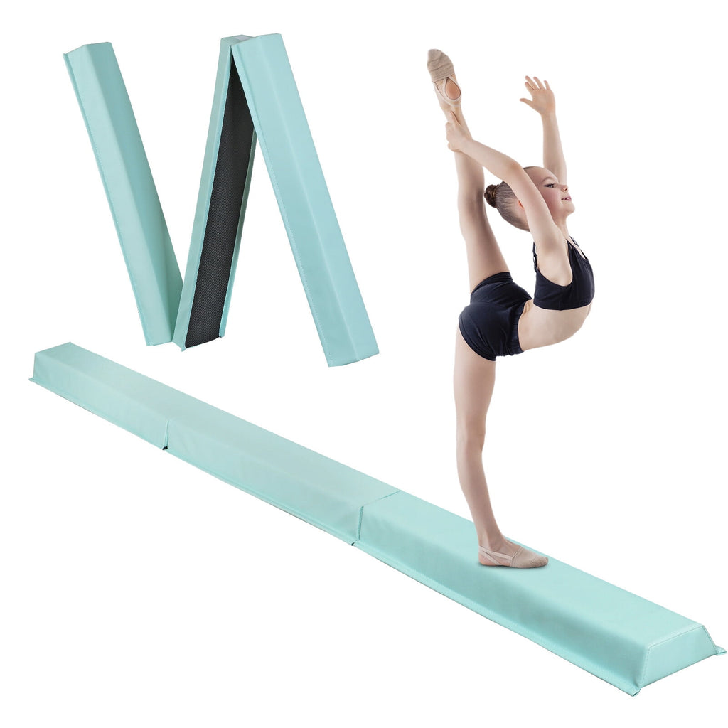 ZENSTYLE 9FT Balance Beam Extra Firm Vinyl Folding Gymnastics Beam Tumbling Home Practice