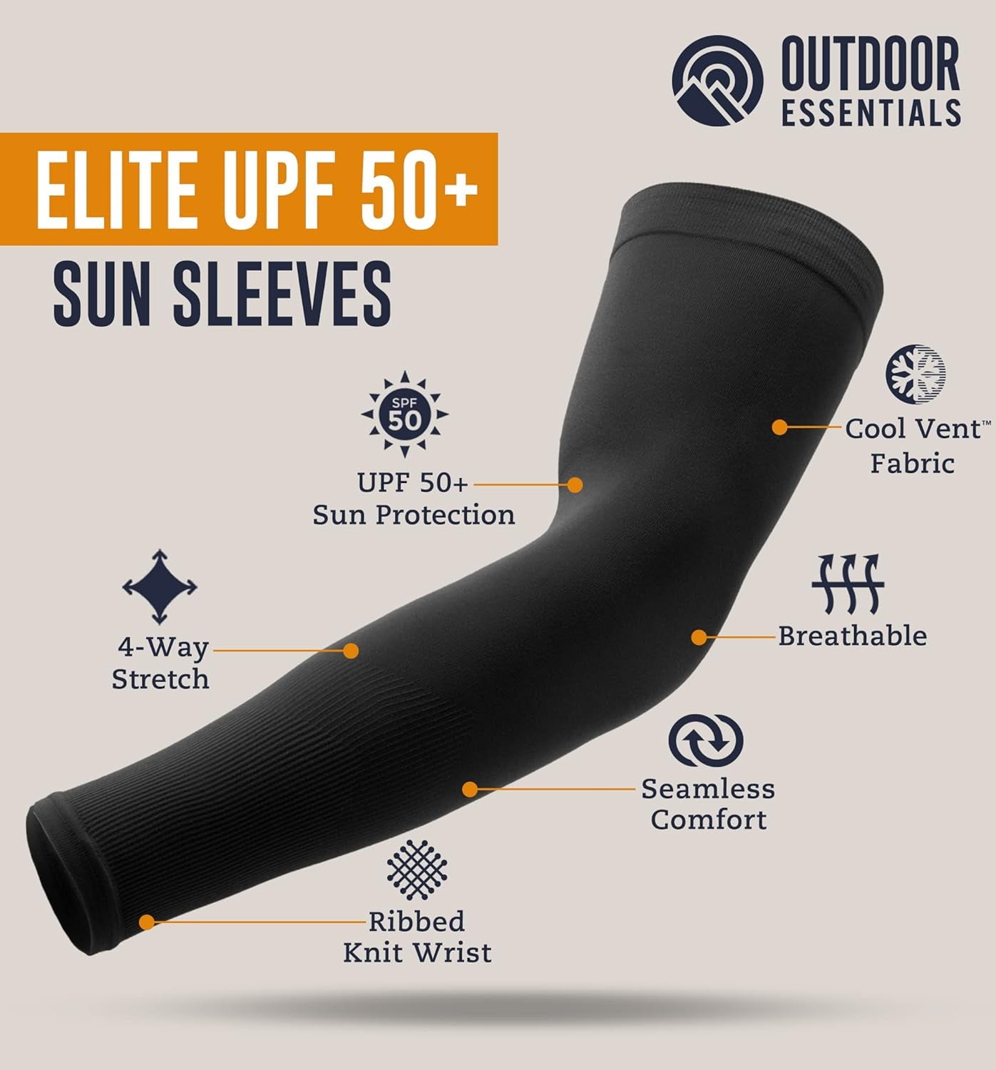 Outdoor Essentials UV Sun Protection Compression Athletic Arm Sleeves