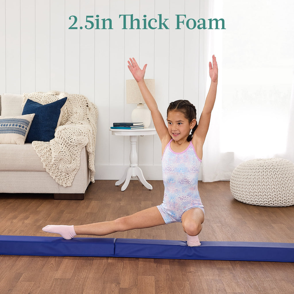 Best Choice Products 8ft Folding Floor Balance Beam 2-Panel for Gymnastics Practice, Exercise  Royal Blue