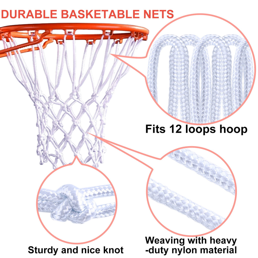cyrico 2 Pack Basketball Net Replacement, Outdoor Indoor Heavy Duty 12 Loops Anti Whip Hoop Nets