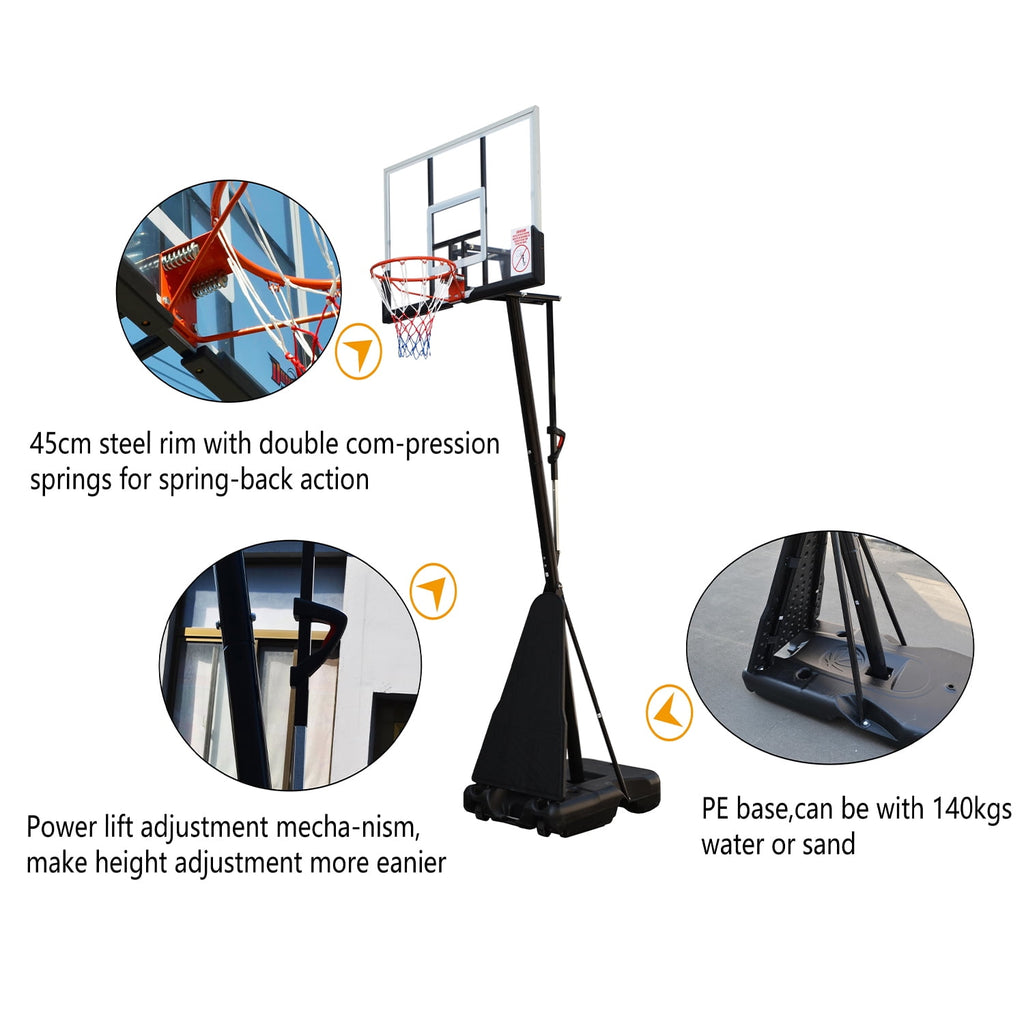 Vebreda 54 in. Portable Basketball Hoop System, 7.5 - 10 ft. Height Adjustable