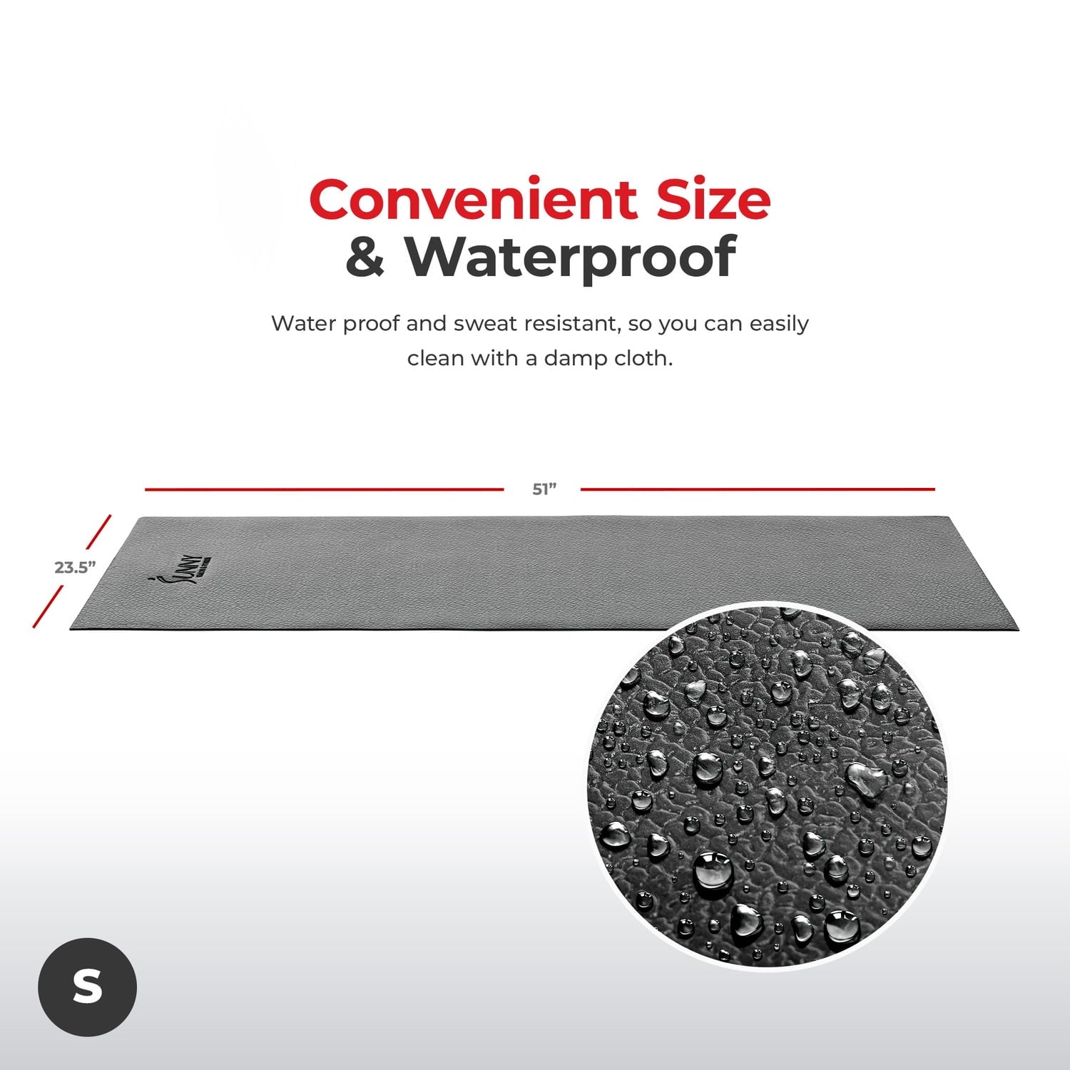 Sunny Health & Fitness Heavy Duty PVC Foam Equipment Mat w Free SunnyFit® App Membership- NO. 083 Small