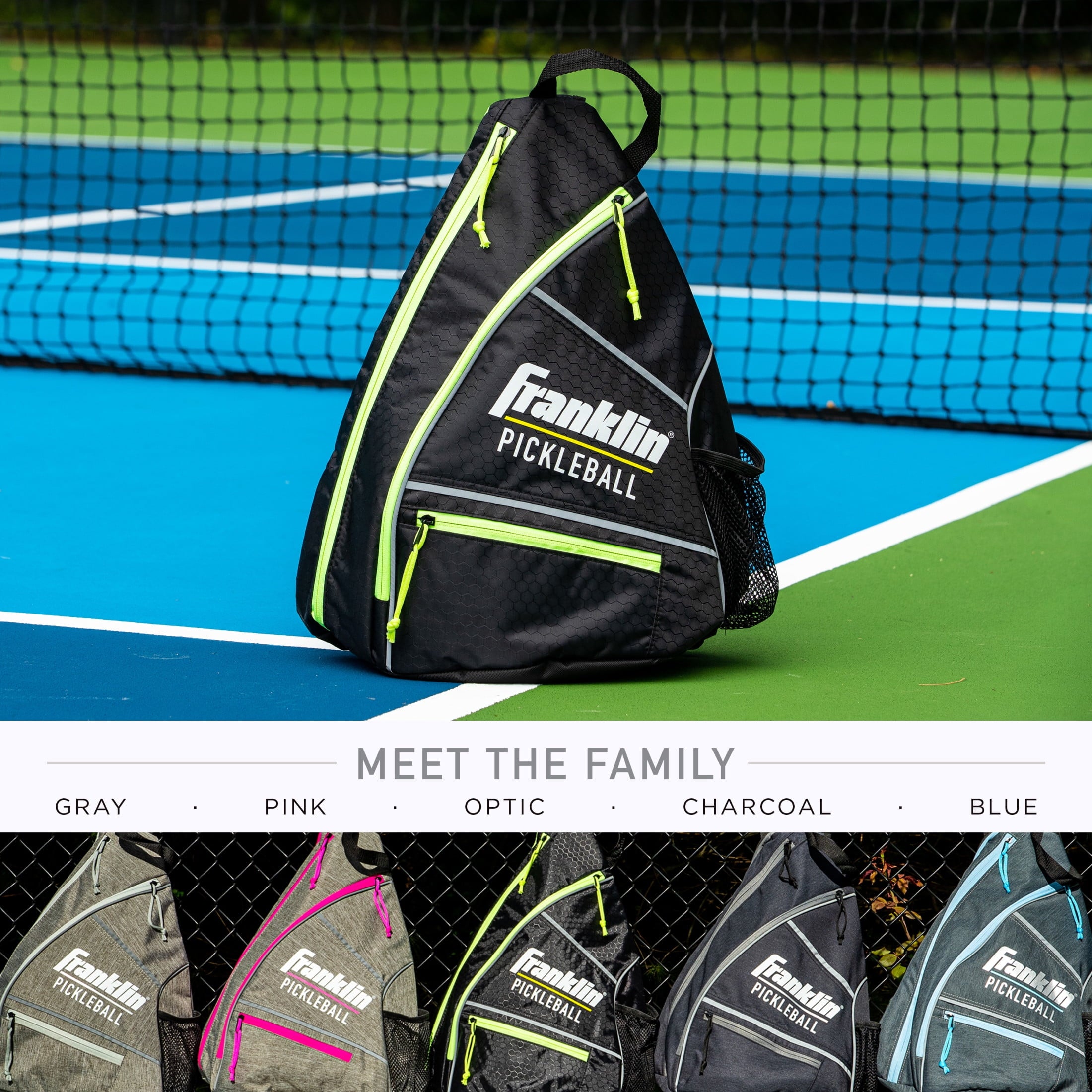 Franklin Sports Pickleball Sling Bag - Pickleball Equipment Backpack -Black