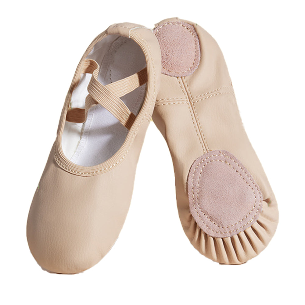 Missfiona Girl Ballet Dance Shoes Soft Leather Ballet Slippers for Toddler/Little Kid/Big Kid(2,Little Girl)