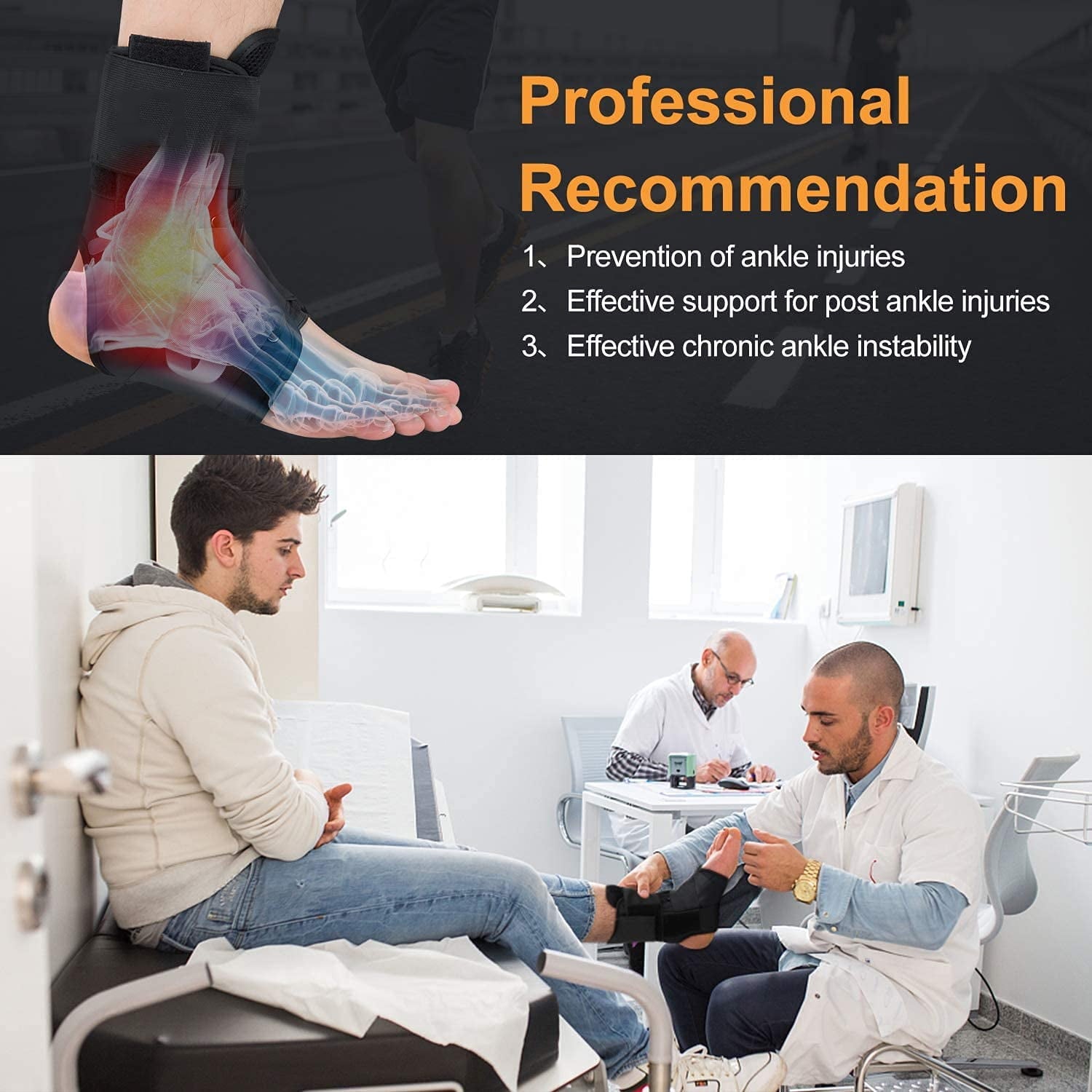 NEENCA Ankle Brace, Lace Up Adjustable Support – for Running, Basketball, Injury Recovery, Sprain! Ankle Wrap for Men, Women, and Children (Large)