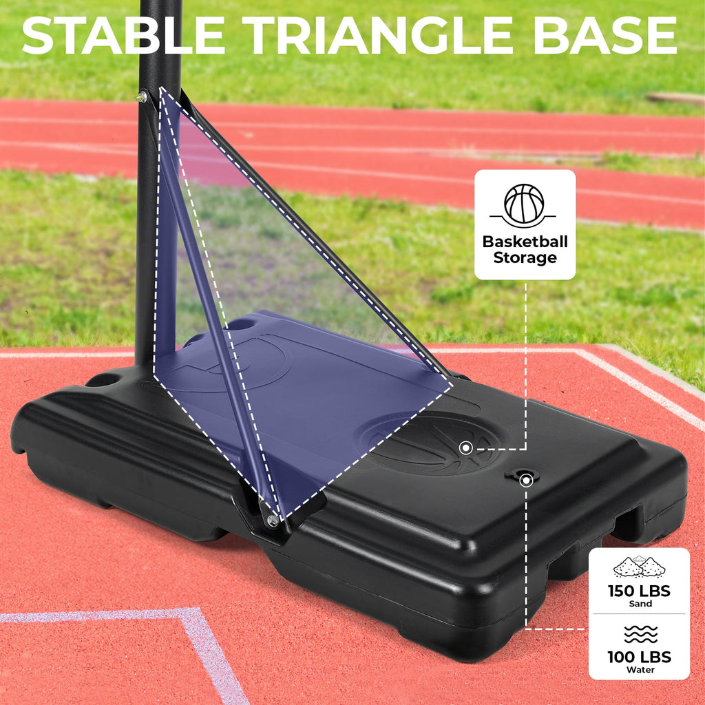 LAZY BUDDY 44in Portable Basketball Hoop Goal Basketball Hoop System Height Adjustable 4.4ft - 10ft,  Indoor Outdoor PVC Backboard