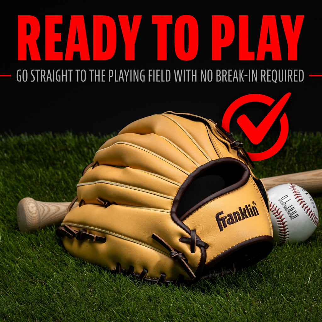 Franklin Sports Field Master Baseball + Softball Glove - Adult + Youth Mitt - 13" Righty