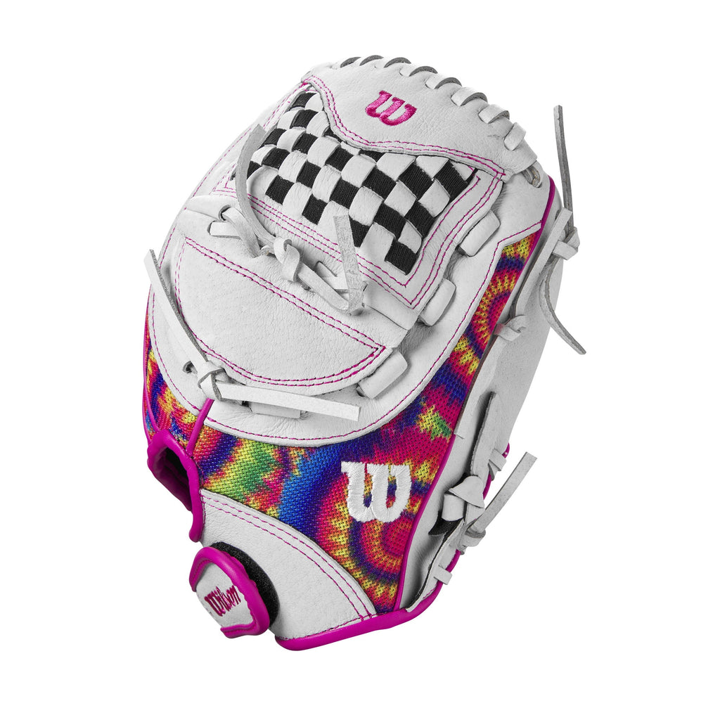 Wilson 2024 A440™ Flash™ 11.5” Youth Fastpitch Softball Glove - White/Tie Dye, Left Hand Throw