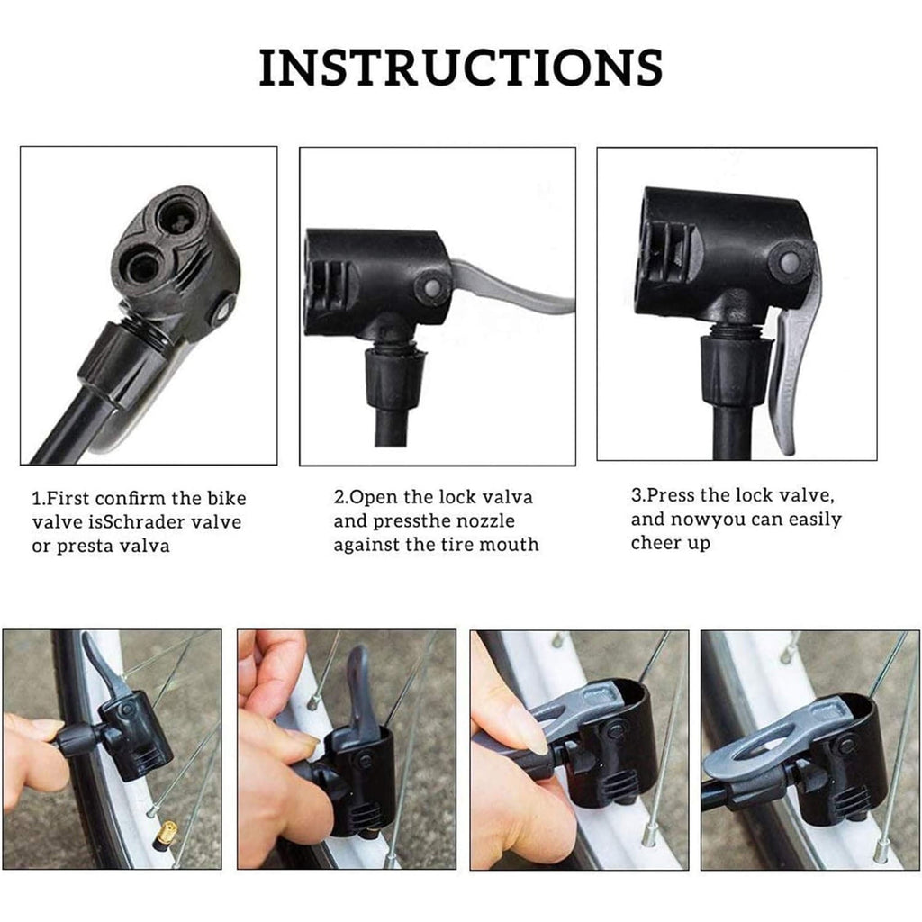 Bike Pump, Air Bicycle Pump Inflator for Presta and Schrader Valve Tire Ball Bike Portable Pumps 160PSI & 11BAR