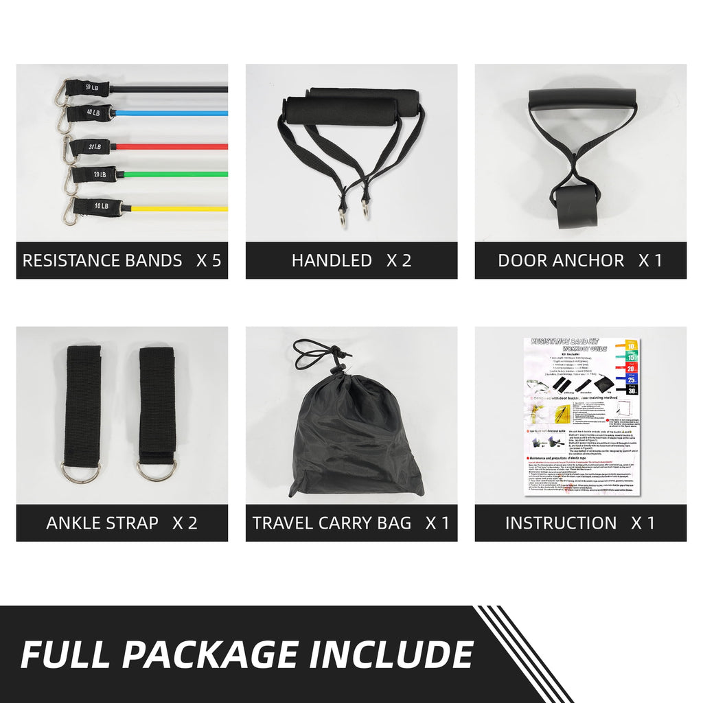 kibhous Resistance Bands Set Exercise Bands with Handles Heavy Resistance Training Physical Therapy Home Workouts