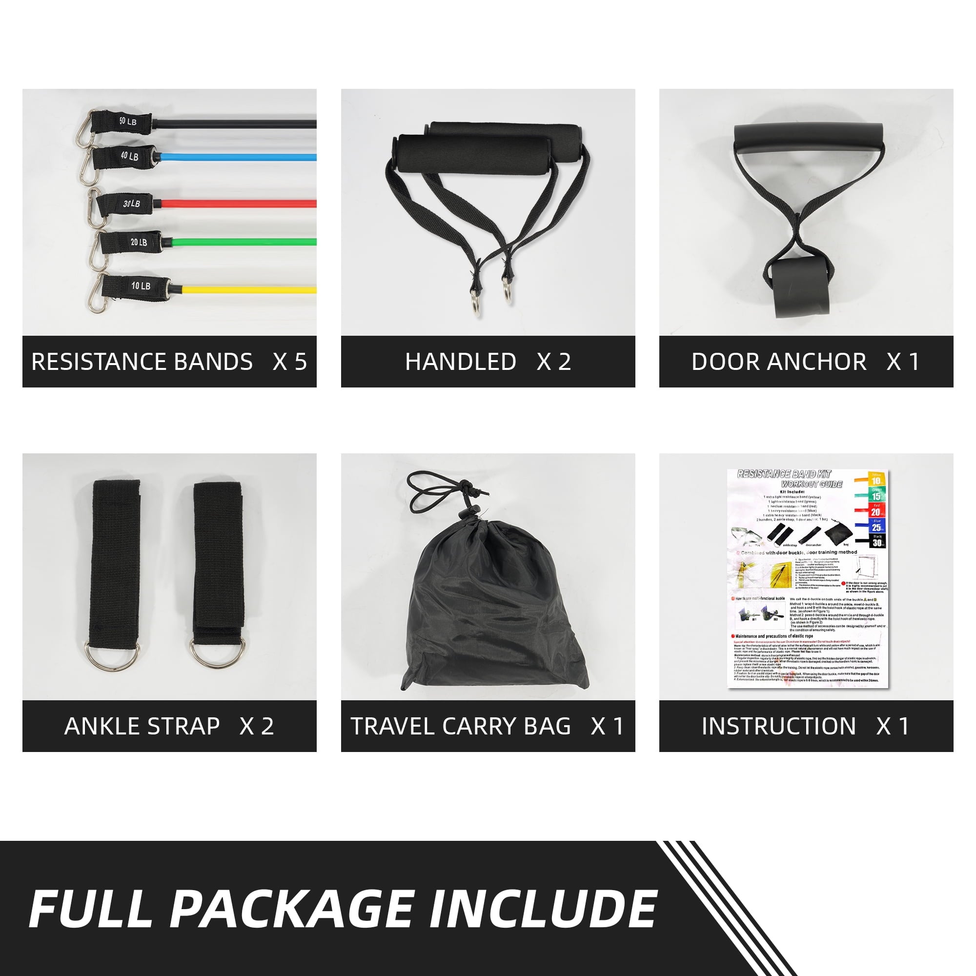 kibhous Resistance Bands Set Exercise Bands with Handles Heavy Resistance Training Physical Therapy Home Workouts