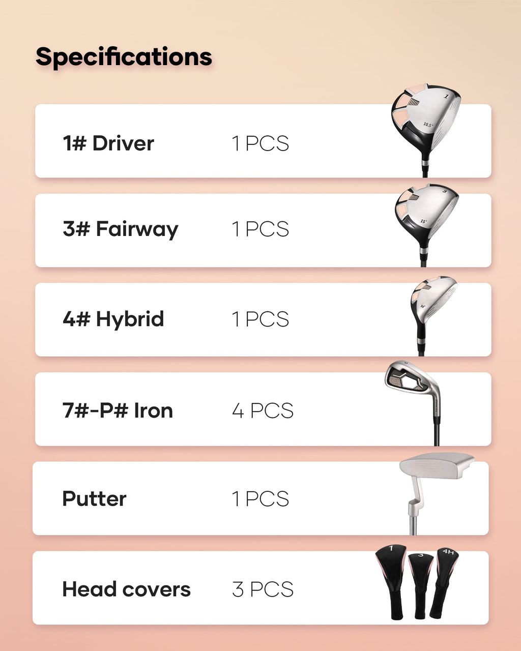 Naipo Golf Clubs Set Complete Golf 12 pcs Club Set Steel Shafts Putter Deluxe Stand Bag and 3 Bonus Head Covers Pink