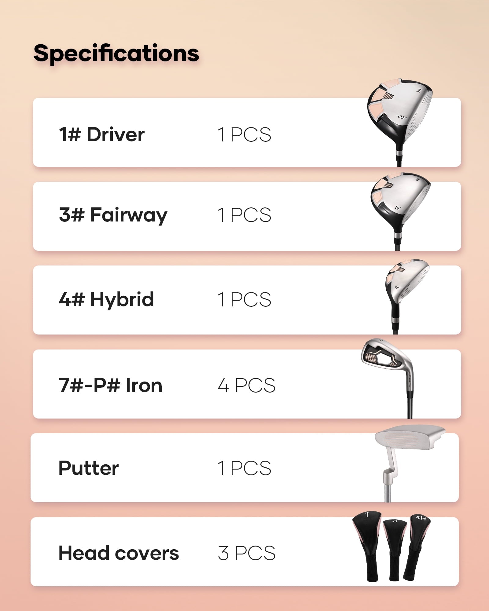 Naipo Golf Clubs Set Complete Golf 12 pcs Club Set Steel Shafts Putter Deluxe Stand Bag and 3 Bonus Head Covers Pink
