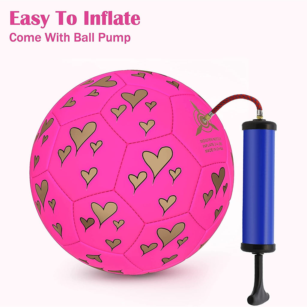 PP PICADOR Pink Heart Cartoon Soccer Ball Toy with Pump, Size 3