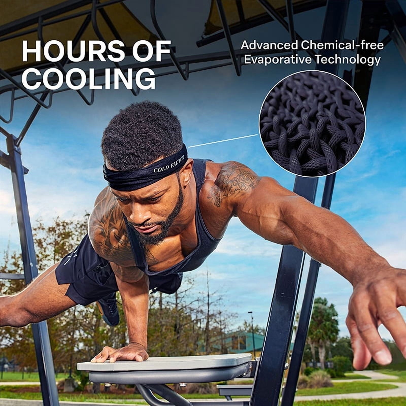 Cold Factor Instant Cooling Headband 3 Pack - Black, One Size, Sports Sweatbands – Quick-Dry, Sweat-Wicking, Lightweight for Running, Sports & Workouts