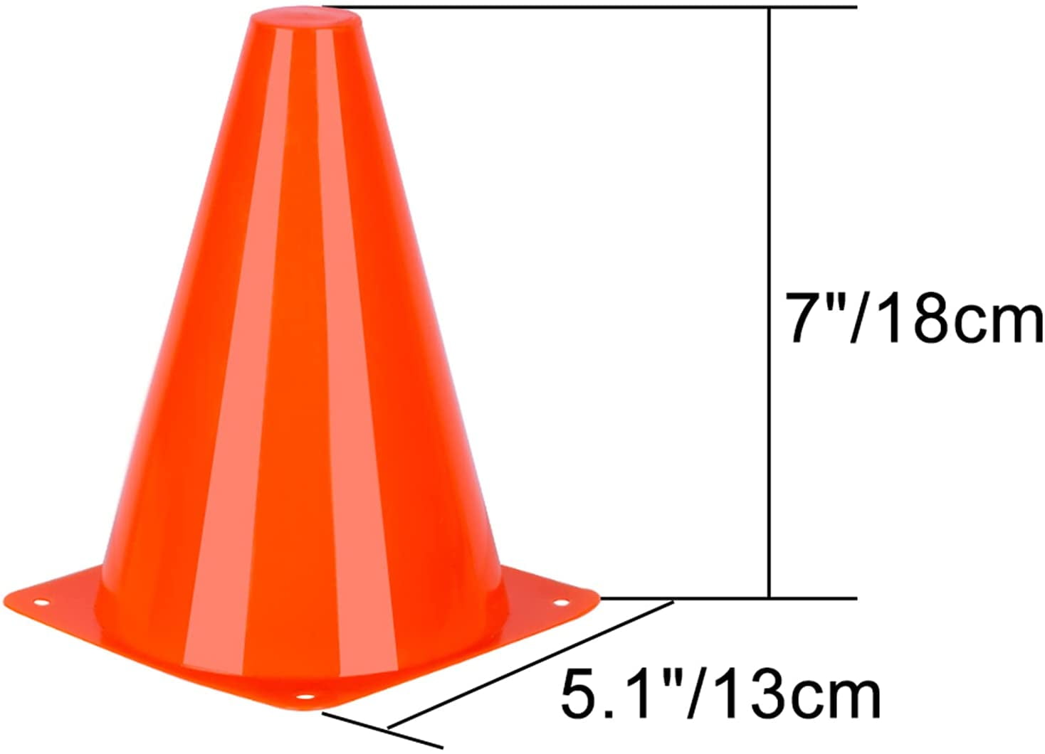 Fabulas Sports Soccer Cones, 7'' Pack of 24, Plastic Safety Training Cone Colorful