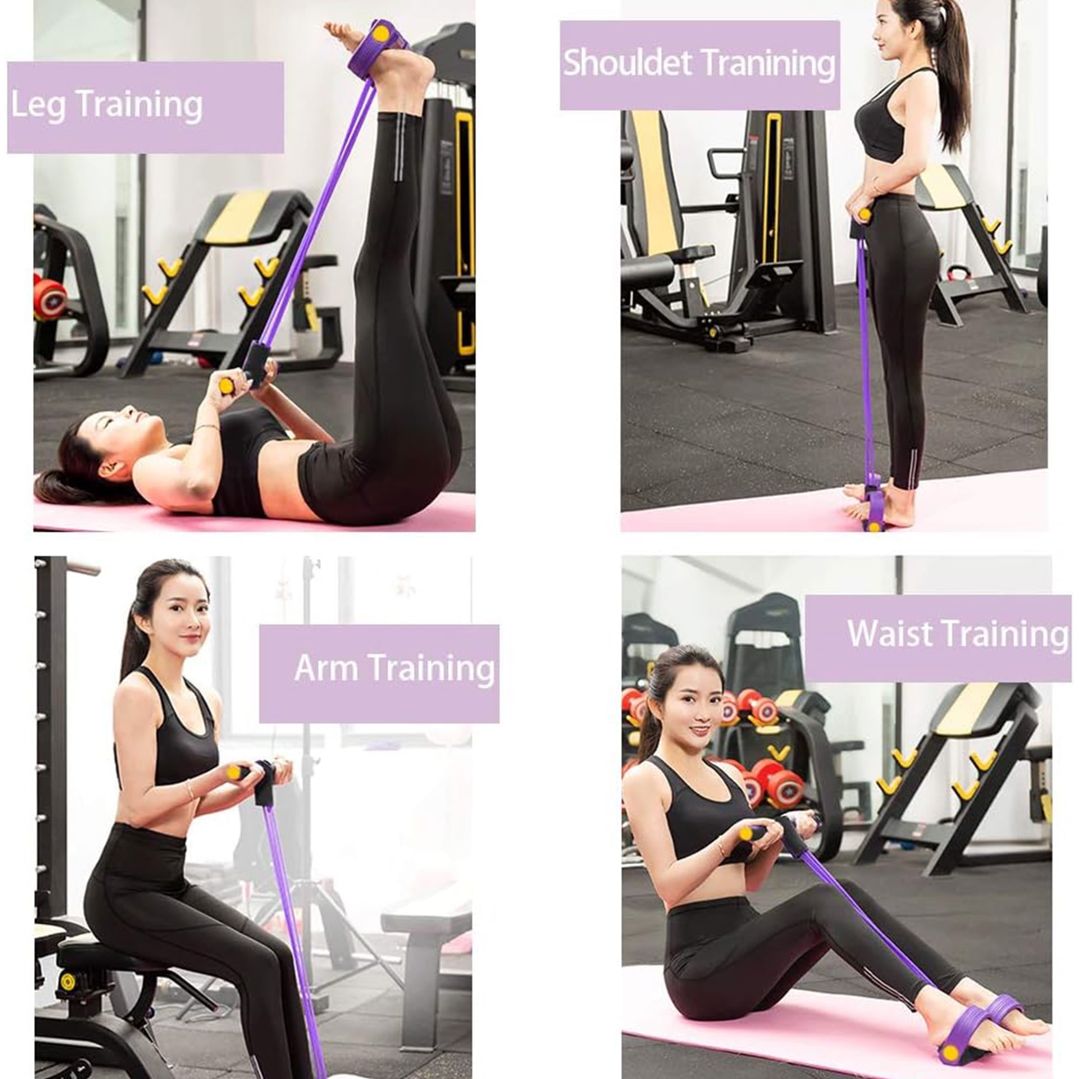 NGARDK Foot Pedal Resistance Band - 6 Tube Pedal Ankle Puller, Stirrup Puller for Exercise (Purple)