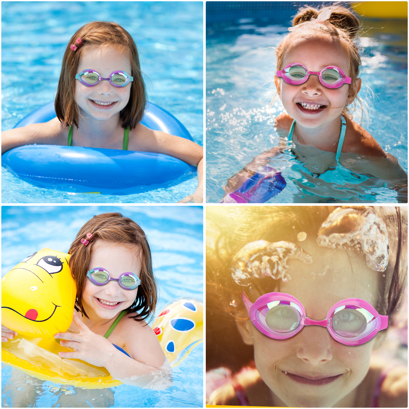 Cshidworld Kids Swim Goggles Clear Anti-Fog Swimming Sport Goggles 2 Pack