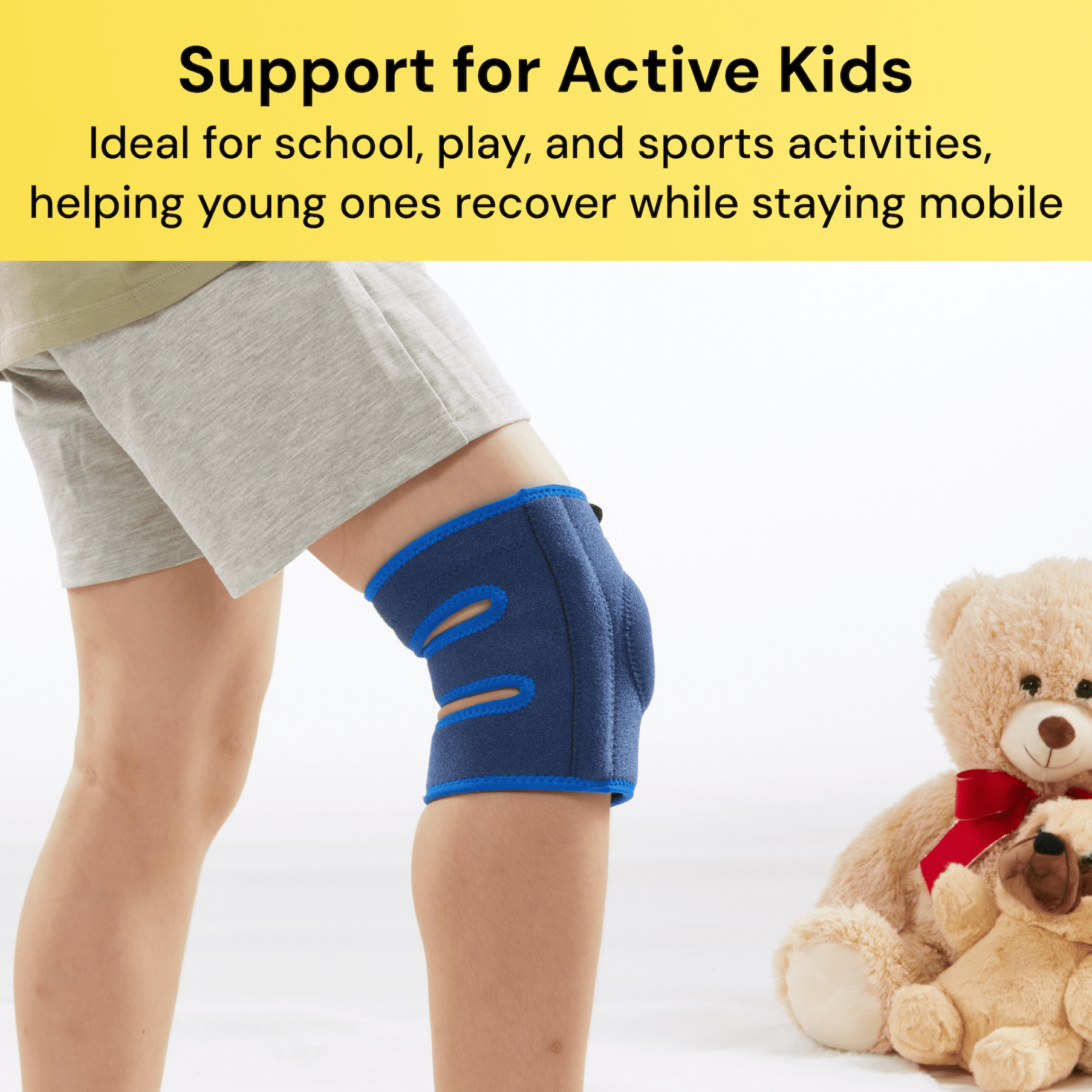 BraceUP Kids Knee Brace for Boys and Girls – Adjustable Youth Fit for Pain Relief (S)