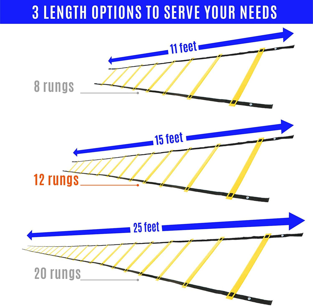 Yes4All Speed and Agility Training Ladder with Carry Bag - 12 Rung (Yellow)