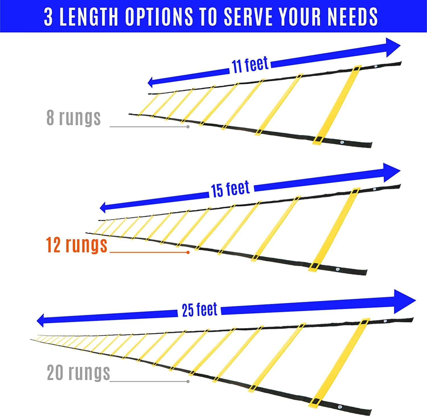 Yes4All Speed and Agility Training Ladder with Carry Bag - 12 Rung (Yellow)