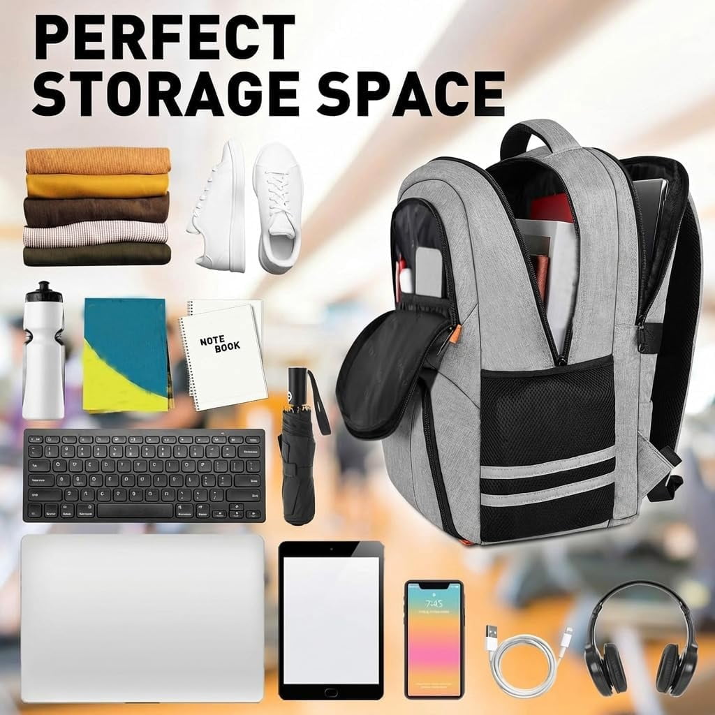 Ytonet Travel Backpack for Men & Women, Water-Resistant Sports Backpack with Shoe Compartment, Fits 15.6-inch Laptop – Ideal for Workouts, Camping, Hiking, Gray