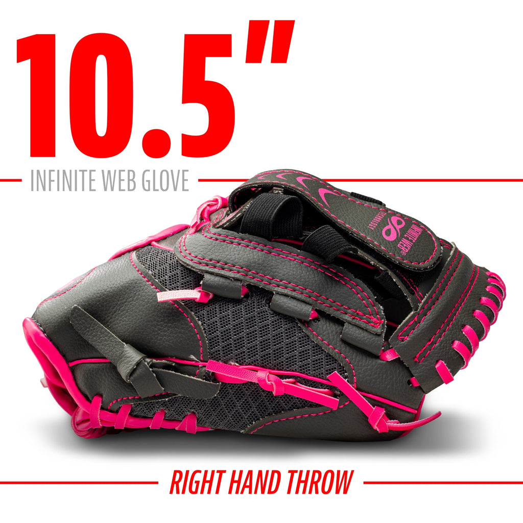 Franklin Sports Shok Sorb Kids Baseball + Teeball Glove - Youth Baseball, Softball + Tball Glove for Boys + Girls - Right Hand Throw - Pink - 10.5"