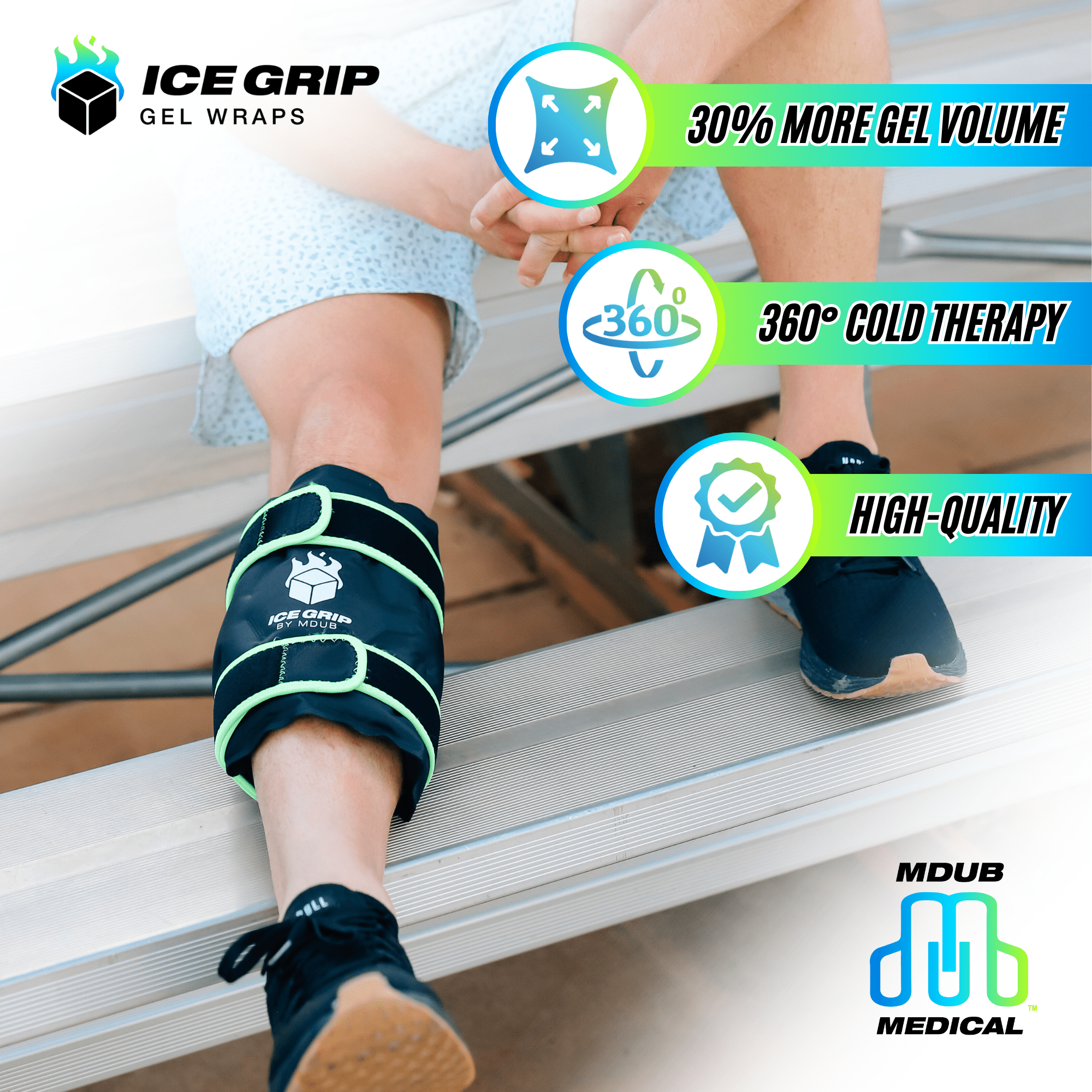 Ice Grip - Shin & Calf Ice Grip Wrap, Shin Brace, Calf Brace, Ankle Brace, Shin and Calf Support