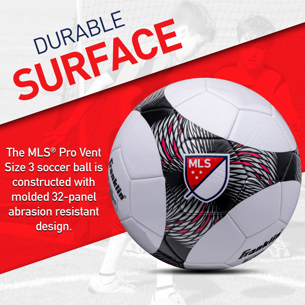Franklin Sports MLS Pro Vent Kids Soccer Ball - Size 3 Youth Soccer Ball - Soft Cover - Great for Kids and Toddlers - Air Pump Included