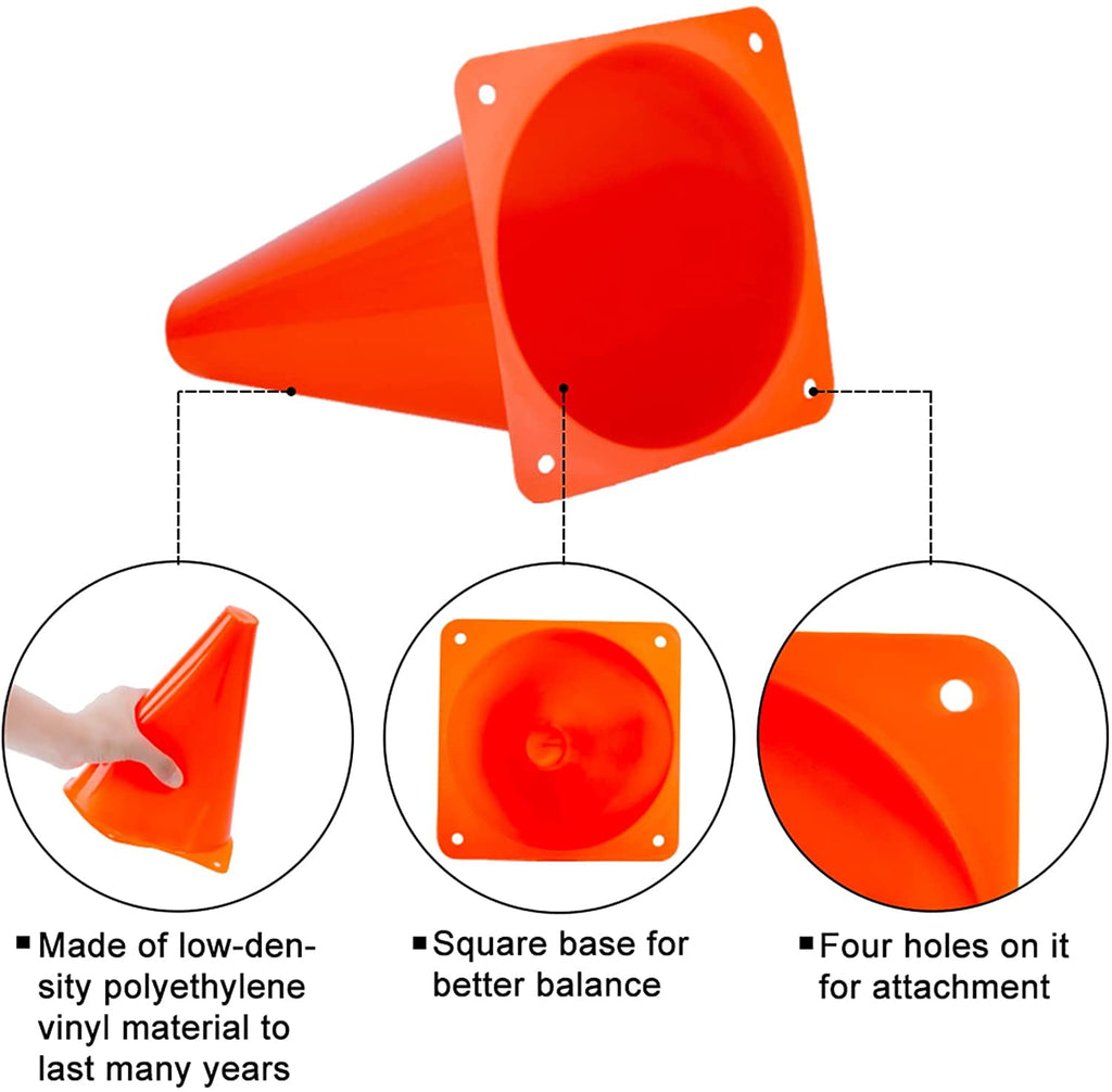 Fabulas Sports Soccer Cones, 7'' Pack of 24, Plastic Safety Training Cone Colorful