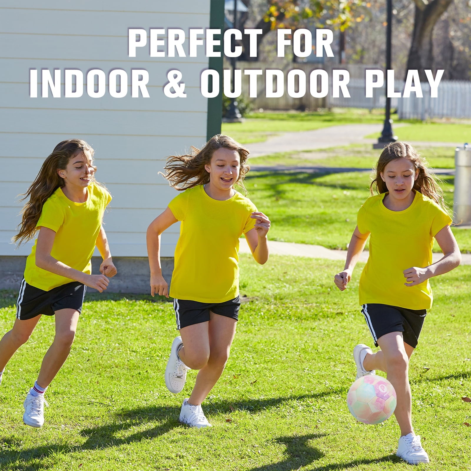 PP PICADOR Soccer Ball Size 4, Colorful Rainbow Kids Soccer Ball with Pump